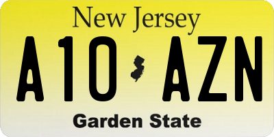 NJ license plate A10AZN