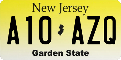 NJ license plate A10AZQ
