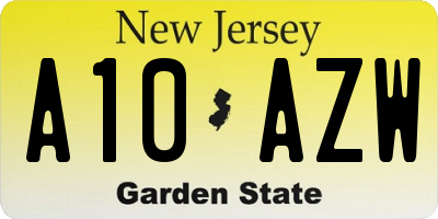 NJ license plate A10AZW