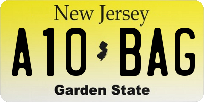 NJ license plate A10BAG