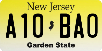 NJ license plate A10BAO