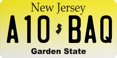 NJ license plate A10BAQ