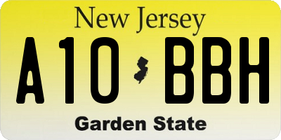 NJ license plate A10BBH