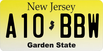 NJ license plate A10BBW
