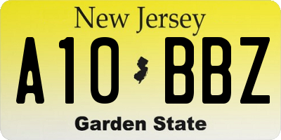 NJ license plate A10BBZ