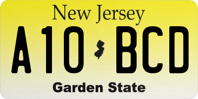 NJ license plate A10BCD