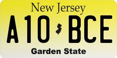 NJ license plate A10BCE