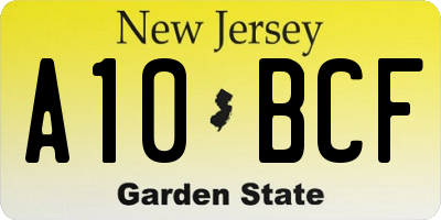 NJ license plate A10BCF