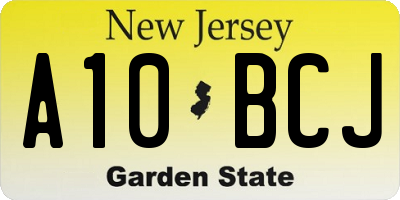NJ license plate A10BCJ