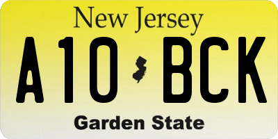 NJ license plate A10BCK
