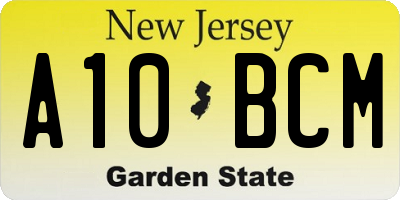 NJ license plate A10BCM