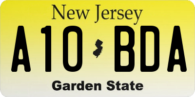 NJ license plate A10BDA