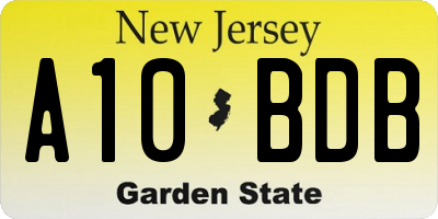 NJ license plate A10BDB