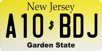 NJ license plate A10BDJ