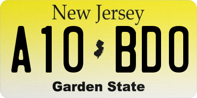 NJ license plate A10BDO