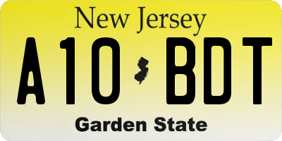 NJ license plate A10BDT