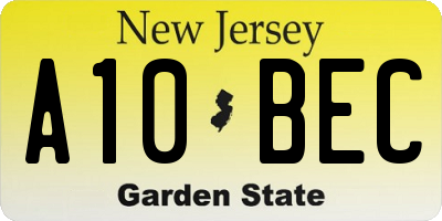 NJ license plate A10BEC