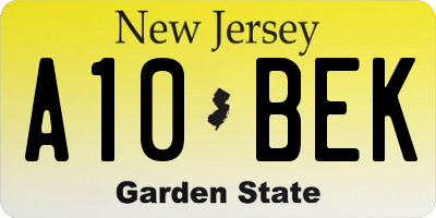 NJ license plate A10BEK