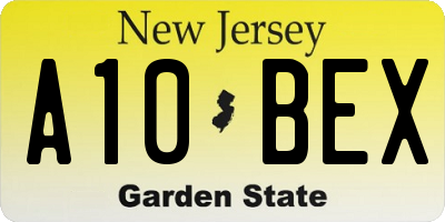 NJ license plate A10BEX