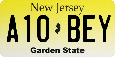 NJ license plate A10BEY