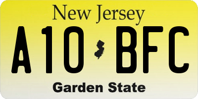 NJ license plate A10BFC