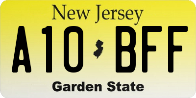 NJ license plate A10BFF