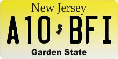 NJ license plate A10BFI