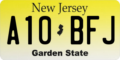 NJ license plate A10BFJ