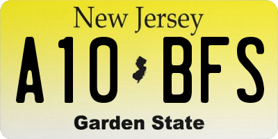 NJ license plate A10BFS