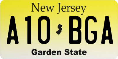 NJ license plate A10BGA