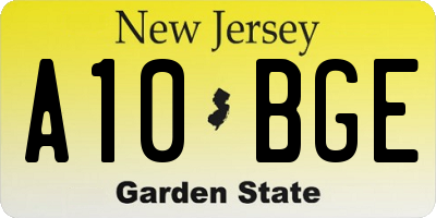 NJ license plate A10BGE