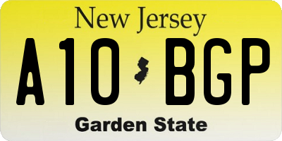 NJ license plate A10BGP