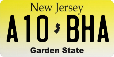 NJ license plate A10BHA