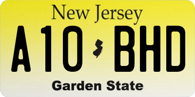 NJ license plate A10BHD