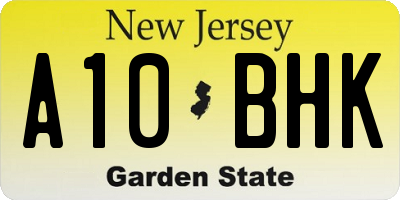NJ license plate A10BHK