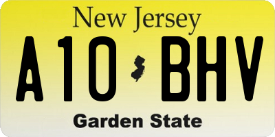 NJ license plate A10BHV
