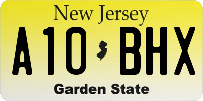 NJ license plate A10BHX