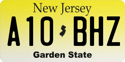 NJ license plate A10BHZ