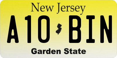 NJ license plate A10BIN