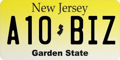 NJ license plate A10BIZ