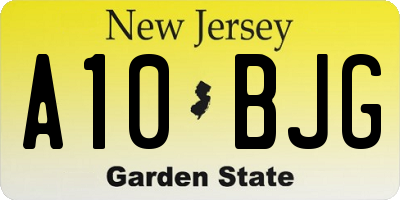 NJ license plate A10BJG