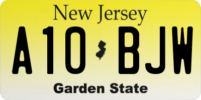 NJ license plate A10BJW
