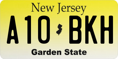 NJ license plate A10BKH