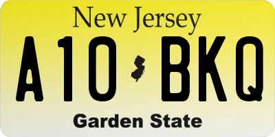 NJ license plate A10BKQ