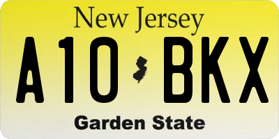 NJ license plate A10BKX