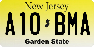 NJ license plate A10BMA