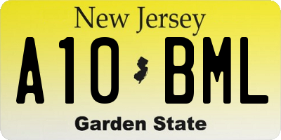 NJ license plate A10BML