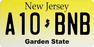NJ license plate A10BNB