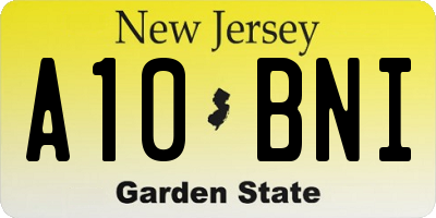 NJ license plate A10BNI