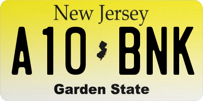 NJ license plate A10BNK